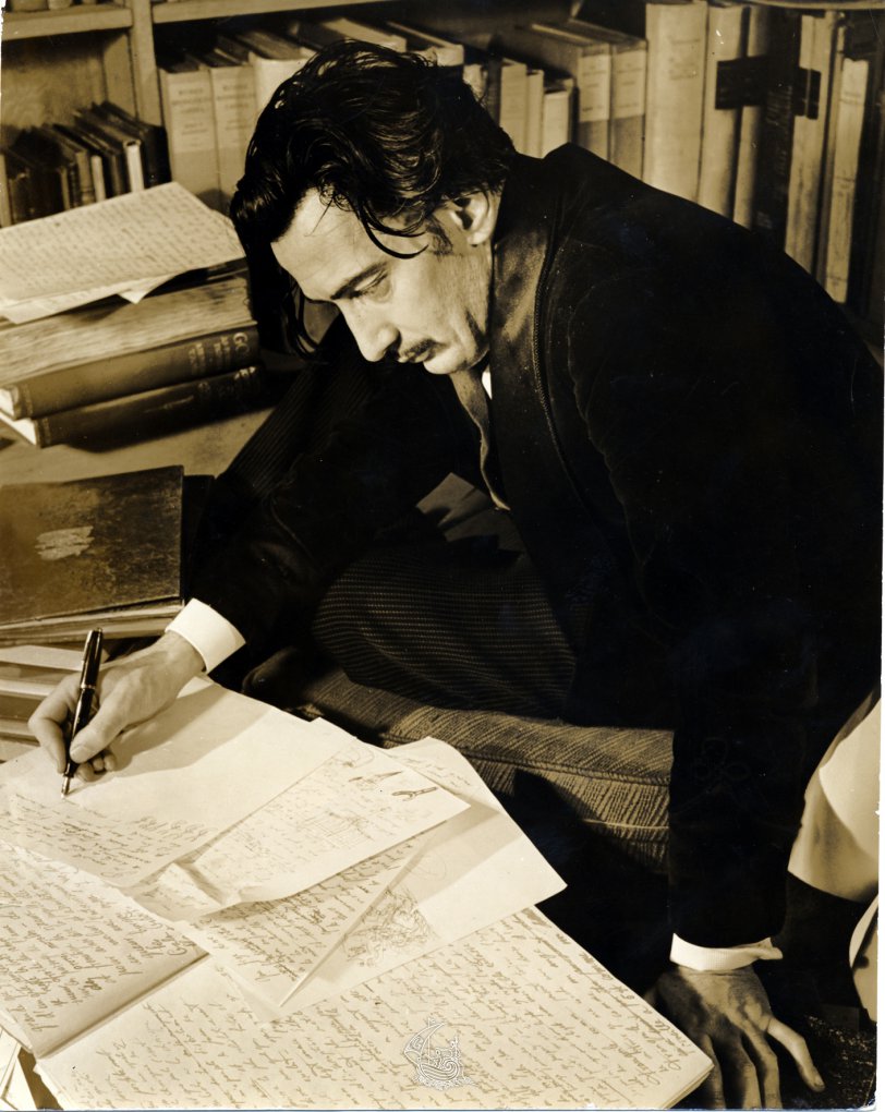 Eric Schaal, Salvador Dalí writing The Secret Life of Salvador Dalí in Hampton Manor, Virginia, 1941